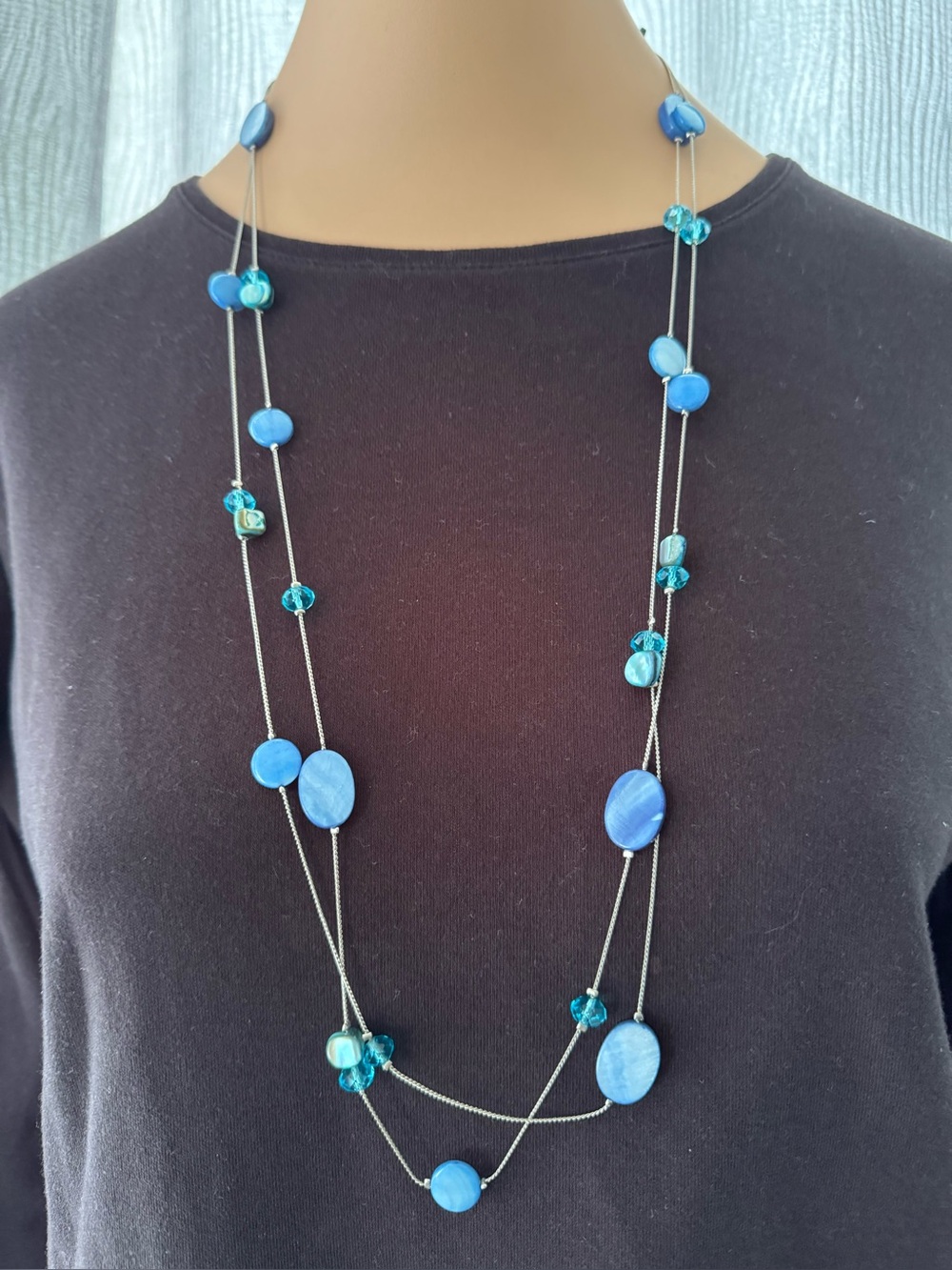 KENNETH COLE Blue Multi-Bead Layered Necklace